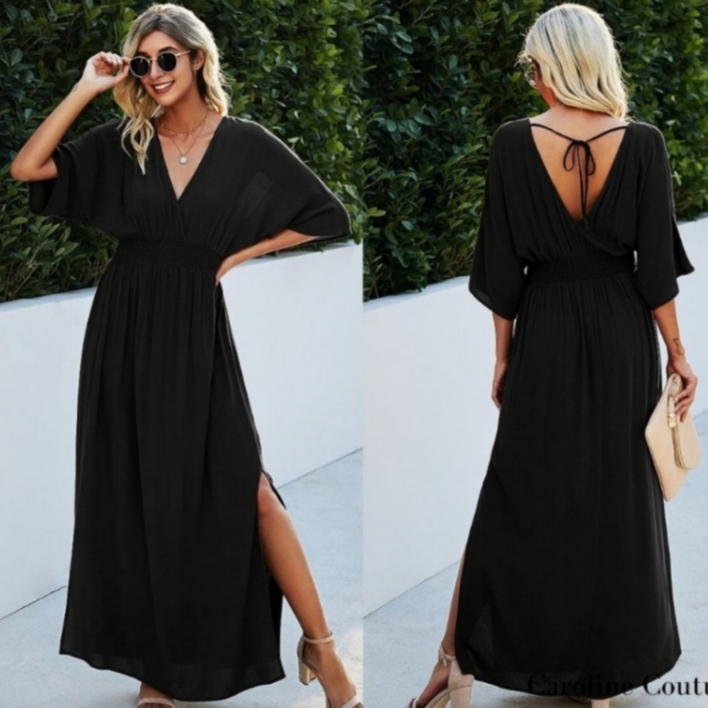 Deep V-Neck Maxi Dress